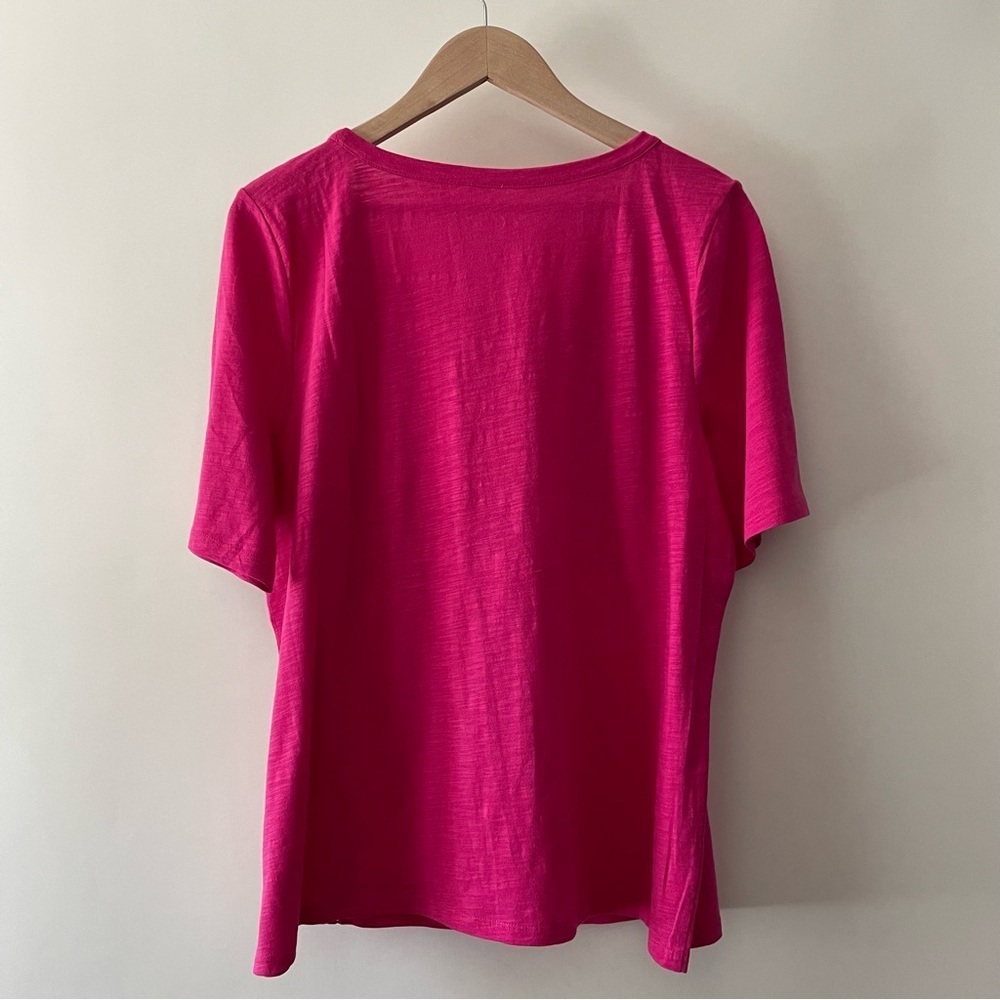 Talbots Fuchsia Pink Cotton Short Sleeve T-Shirt w/ Front Detail Size XL - Picture 8 of 12